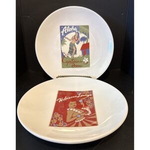 Pottery Barn Aloha Girls Salad Plate Plates Set Of 2 Hibiscus Hurricane 8 Inch